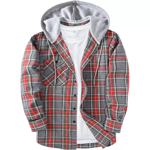 GEEK LIGHTING Men's Flannel Shirt Plaid Hoodie Long Sleeve Fall Casual Button Down Shirts Jacket