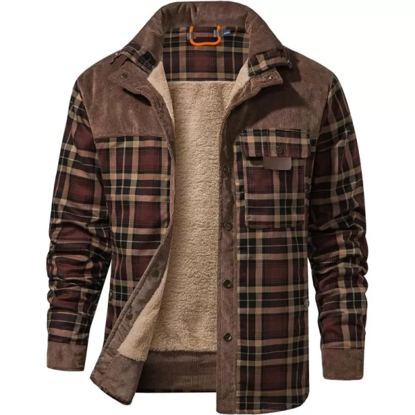 GEEK LIGHTING Men's Flannel Shirts Jacket Sherpa Lined Fleece Plaid Hoodie Long Sleeve Winter Warm Coat