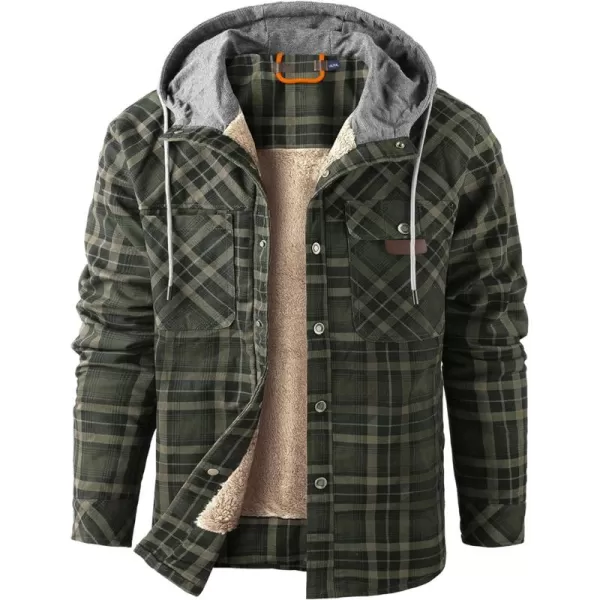 GEEK LIGHTING Men's Flannel Shirts Jacket Sherpa Lined Fleece Plaid Hoodie Long Sleeve Winter Warm Coat