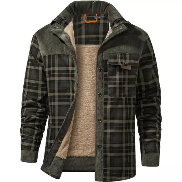 GEEK LIGHTING Men's Flannel Shirts Jacket Sherpa Lined Fleece Plaid Hoodie Long Sleeve Winter Warm Coat