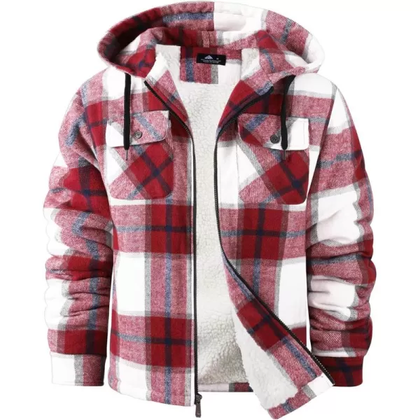 GEEK LIGHTING Men's Flannel Shirts Jacket Sherpa Lined Fleece Plaid Hoodie Long Sleeve Winter Warm Coat