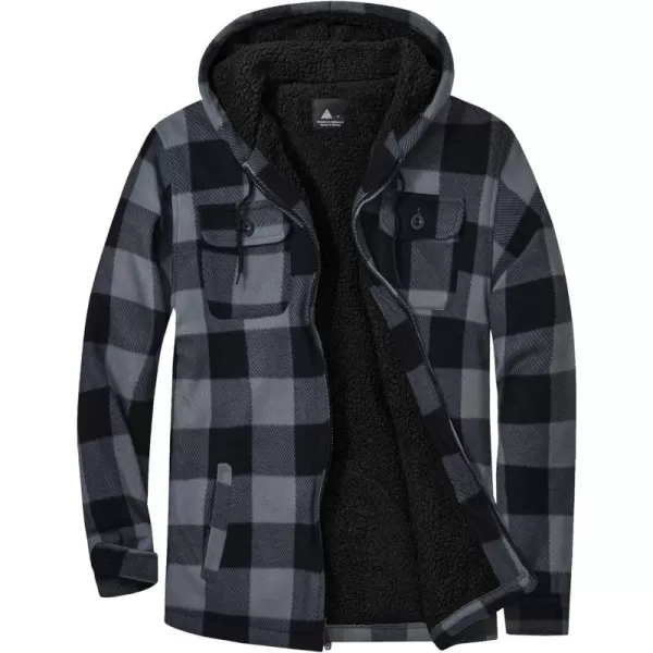 GEEK LIGHTING Men's Flannel Shirts Jacket Sherpa Lined Fleece Plaid Hoodie Long Sleeve Winter Warm Coat