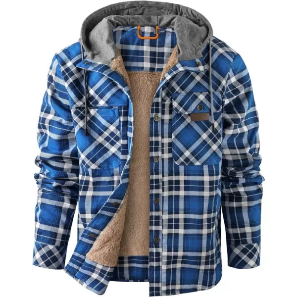 GEEK LIGHTING Men's Flannel Shirts Jacket Sherpa Lined Fleece Plaid Hoodie Long Sleeve Winter Warm Coat