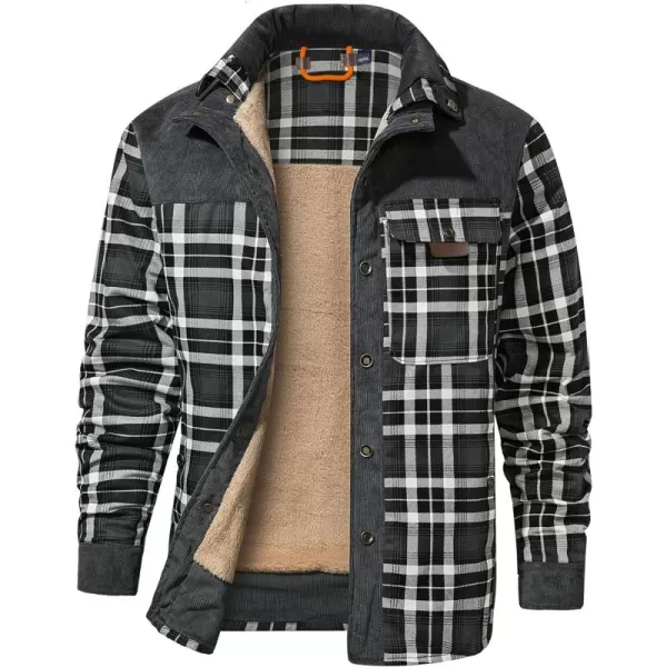 GEEK LIGHTING Men's Flannel Shirts Jacket Sherpa Lined Fleece Plaid Hoodie Long Sleeve Winter Warm Coat