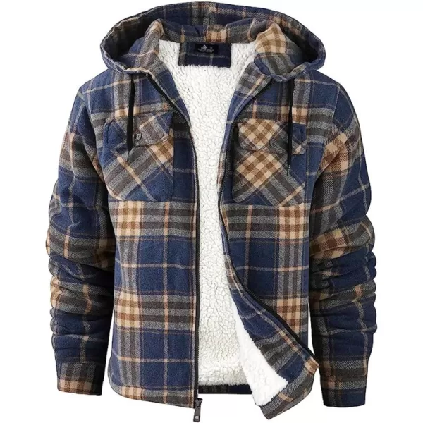 GEEK LIGHTING Men's Flannel Shirts Jacket Sherpa Lined Fleece Plaid Hoodie Long Sleeve Winter Warm Coat