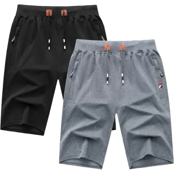 GEEK LIGHTING Mens Shorts Casual Comfortable Workout Shorts Drawstring Zipper Pockets Elastic Waist