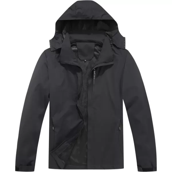 GEEK LIGHTING Men's Waterproof Hooded Rain Jacket, Lightweight Packable Raincoat for Outdoor, Camping, Travel