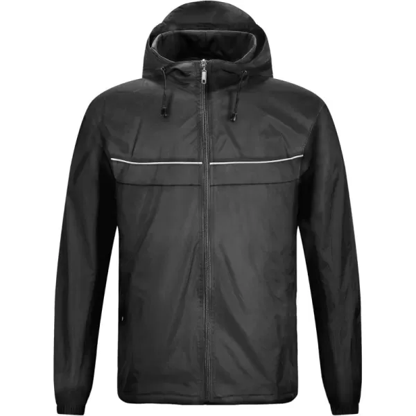 GEEK LIGHTING Men's Waterproof Hooded Rain Jacket, Lightweight Packable Raincoat for Outdoor, Camping, Travel