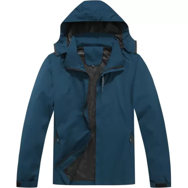 GEEK LIGHTING Men's Waterproof Hooded Rain Jacket, Lightweight Packable Raincoat for Outdoor, Camping, Travel