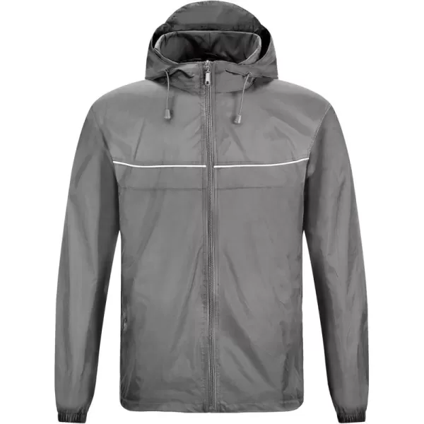 GEEK LIGHTING Men's Waterproof Hooded Rain Jacket, Lightweight Packable Raincoat for Outdoor, Camping, Travel