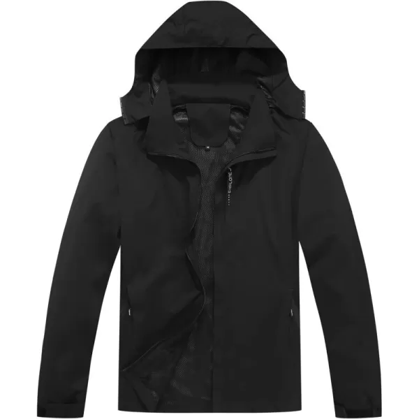 GEEK LIGHTING Men's Waterproof Hooded Rain Jacket, Lightweight Packable Raincoat for Outdoor, Camping, Travel
