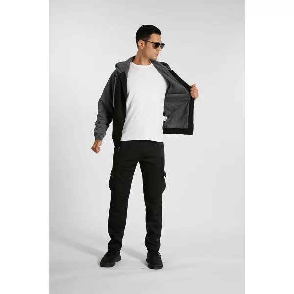 GEEK LIGHTING Hoodies for Men Heavyweight Fleece Sweatshirt - Full Zip Up Thick Sherpa Lined)