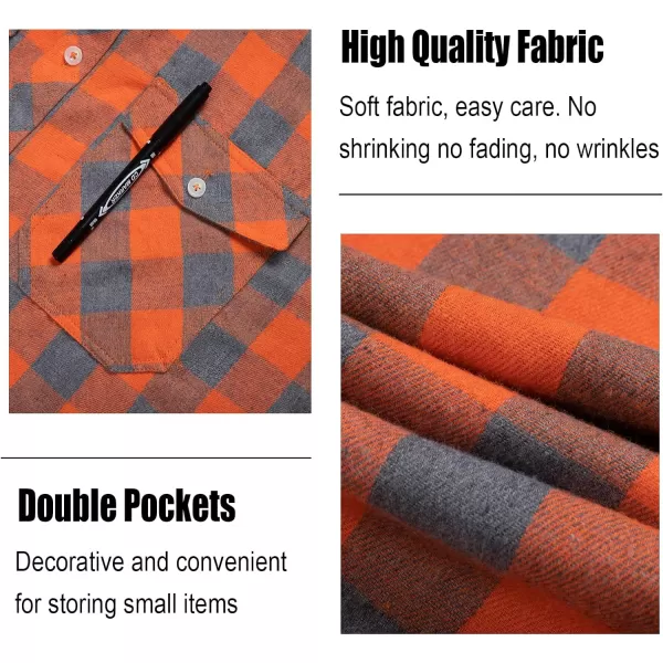 Men's Flannel Shirt Plaid Hoodie Long Sleeve Fall Casual Button Down Shirts