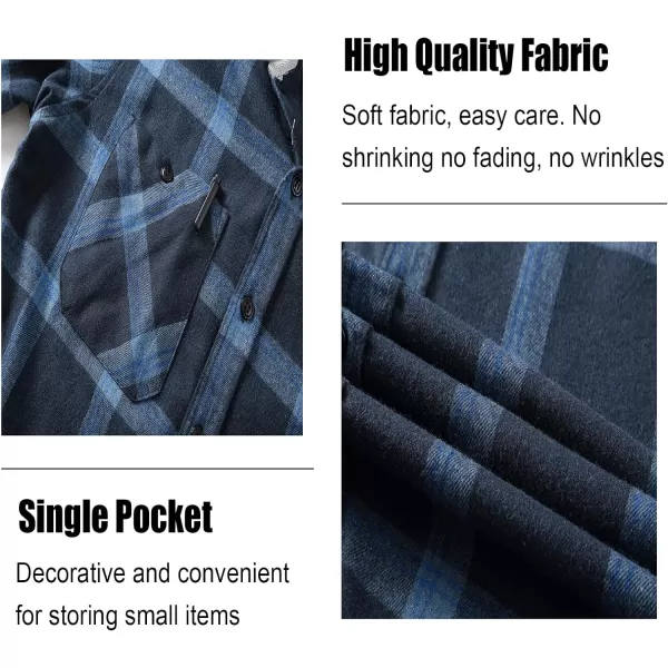 Men's Flannel Shirt Plaid Hoodie Long Sleeve Fall Casual Button Down Shirts