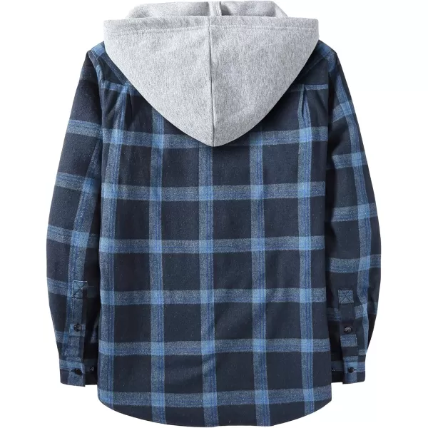Men's Flannel Shirt Plaid Hoodie Long Sleeve Fall Casual Button Down Shirts