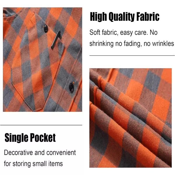 Men's Flannel Shirt Plaid Hoodie Long Sleeve Fall Casual Button Down Shirts