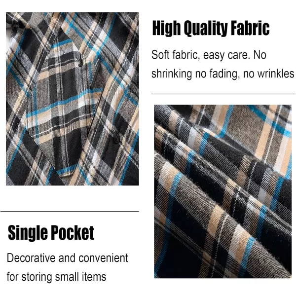 Men's Flannel Shirt Plaid Hoodie Long Sleeve Fall Casual Button Down Shirts