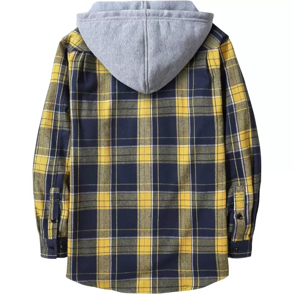 Men's Flannel Shirt Plaid Hoodie Long Sleeve Fall Casual Button Down Shirts