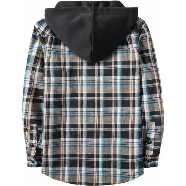 Men's Flannel Shirt Plaid Hoodie Long Sleeve Fall Casual Button Down Shirts