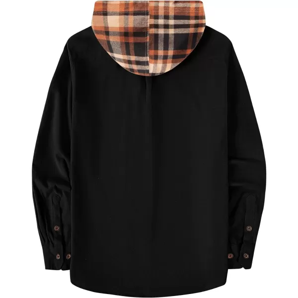 Men's Flannel Shirt Plaid Hoodie Long Sleeve Fall Casual Button Down Shirts