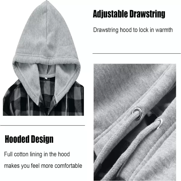 Men's Flannel Shirt Plaid Hoodie Long Sleeve Fall Casual Button Down Shirts
