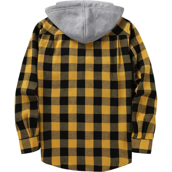 Men's Flannel Shirt Plaid Hoodie Long Sleeve Fall Casual Button Down Shirts