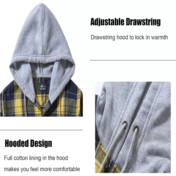 Men's Flannel Shirt Plaid Hoodie Long Sleeve Fall Casual Button Down Shirts