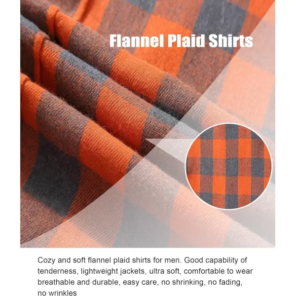 Men's Flannel Shirt Plaid Hoodie Long Sleeve Fall Casual Button Down Shirts