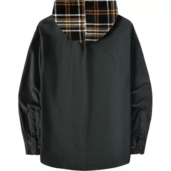 Men's Flannel Shirt Plaid Hoodie Long Sleeve Fall Casual Button Down Shirts
