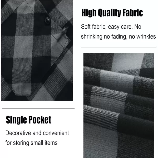 Men's Flannel Shirt Plaid Hoodie Long Sleeve Fall Casual Button Down Shirts