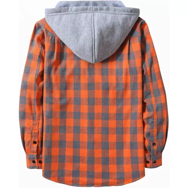 Men's Flannel Shirt Plaid Hoodie Long Sleeve Fall Casual Button Down Shirts