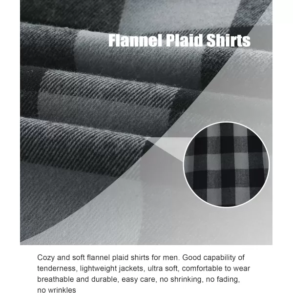 Men's Flannel Shirt Plaid Hoodie Long Sleeve Fall Casual Button Down Shirts