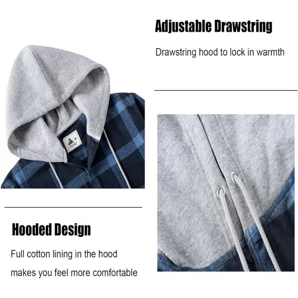 Men's Flannel Shirt Plaid Hoodie Long Sleeve Fall Casual Button Down Shirts