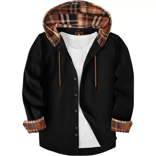 Men's Flannel Shirt Plaid Hoodie Long Sleeve Fall Casual Button Down Shirts