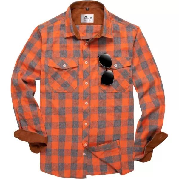 Men's Flannel Shirt Plaid Hoodie Long Sleeve Fall Casual Button Down Shirts