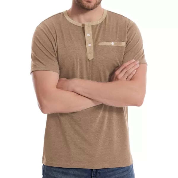GEEK LIGHTING Men's Henley Shirt Short Sleeve Cotton T Shirts Casual Neck Tee for Men