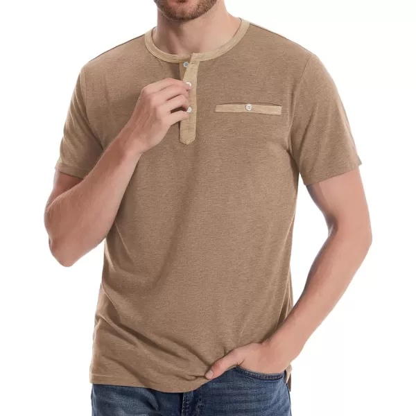 GEEK LIGHTING Men's Henley Shirt Short Sleeve Cotton T Shirts Casual Neck Tee for Men
