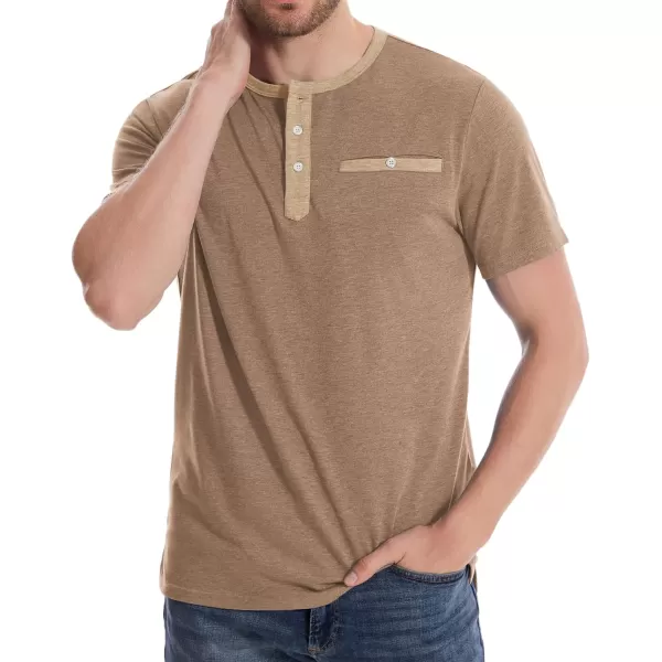 GEEK LIGHTING Men's Henley Shirt Short Sleeve Cotton T Shirts Casual Neck Tee for Men
