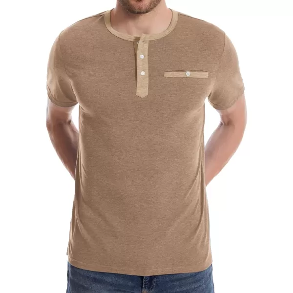GEEK LIGHTING Men's Henley Shirt Short Sleeve Cotton T Shirts Casual Neck Tee for Men