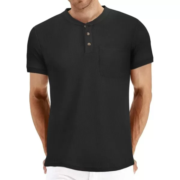 GEEK LIGHTING Men's Henley Shirt Short Sleeve Cotton T Shirts Casual Neck Tee for Men