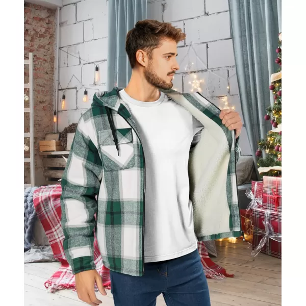 GEEK LIGHTING Men's Flannel Shirts Jacket Sherpa Lined Fleece Plaid Hoodie Long Sleeve Winter Warm Coat