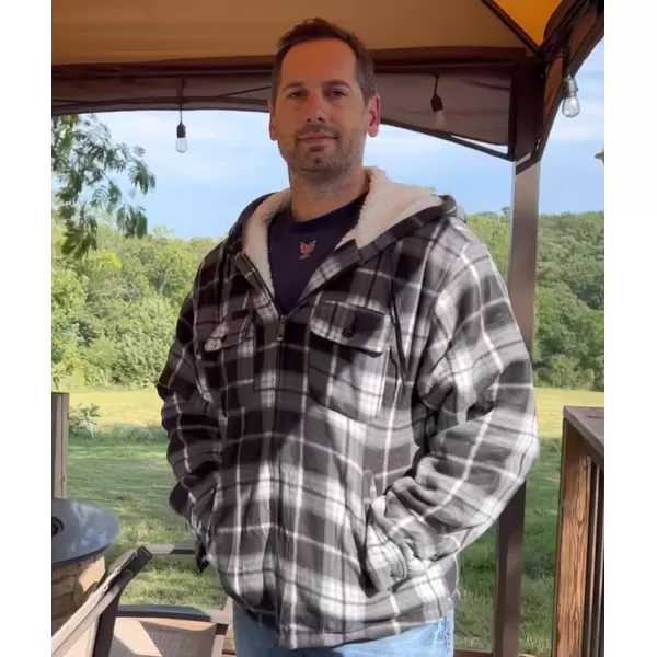 GEEK LIGHTING Men's Flannel Shirts Jacket Sherpa Lined Fleece Plaid Hoodie Long Sleeve Winter Warm Coat