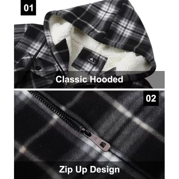 GEEK LIGHTING Men's Flannel Shirts Jacket Sherpa Lined Fleece Plaid Hoodie Long Sleeve Winter Warm Coat