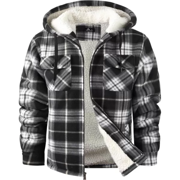 GEEK LIGHTING Men's Flannel Shirts Jacket Sherpa Lined Fleece Plaid Hoodie Long Sleeve Winter Warm Coat