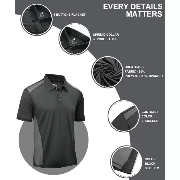 GEEK LIGHTING Golf Shirts for Men Short Sleeve Moisture Wicking Shirts Summer Casual Tops