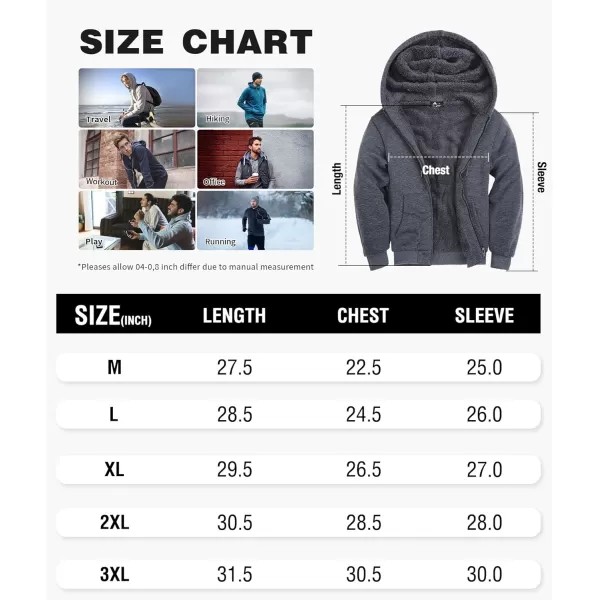 GEEK LIGHTING Hoodies for Men Heavyweight Fleece Sweatshirt - Full Zip Up Thick Sherpa Lined