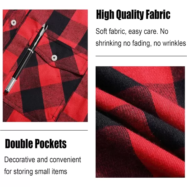 Men's Flannel Shirt Plaid Hoodie Long Sleeve Fall Casual Button Down Shirts