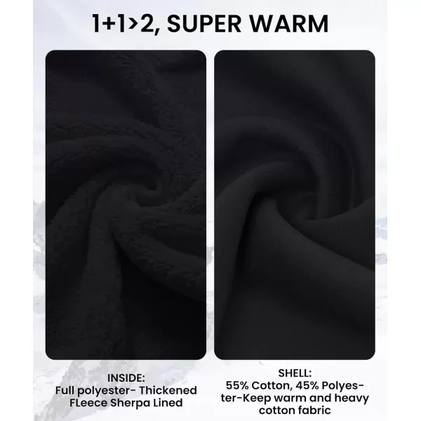 imageGEEK LIGHTING Hoodies for Men Heavyweight Fleece Sweatshirt  Full Zip Up Thick Sherpa LinedAll Black