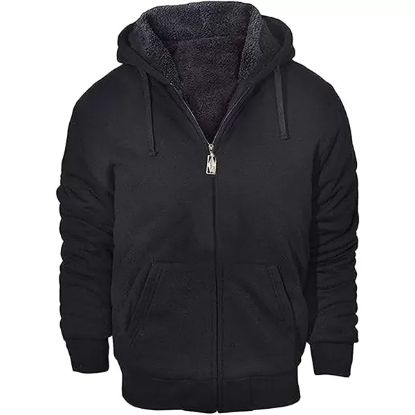 imageGEEK LIGHTING Hoodies for Men Heavyweight Fleece Sweatshirt  Full Zip Up Thick Sherpa LinedAll Black