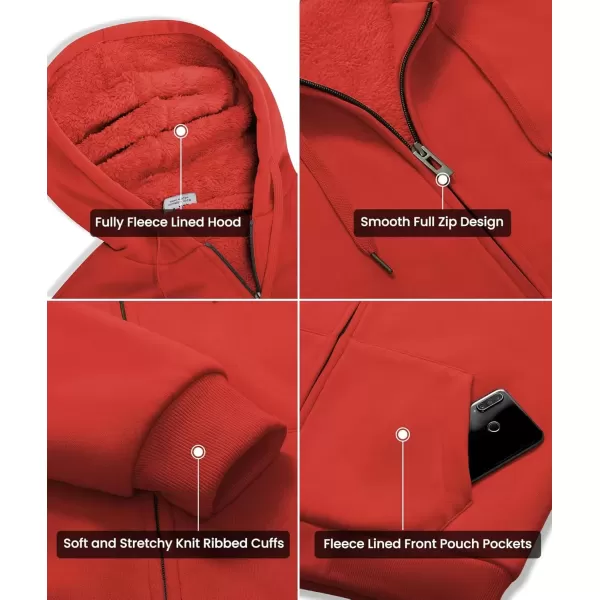 imageGEEK LIGHTING Hoodies for Men Heavyweight Fleece Sweatshirt  Full Zip Up Thick Sherpa LinedAll Bold Red